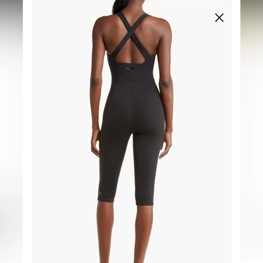 ALO Yoga Black Cropped Jumpsuit
